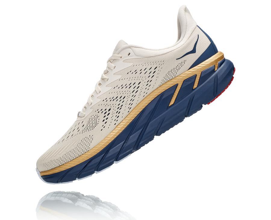 Tenis Hoka One One Masculino Branco/Azuis - Clifton 7 - 147-WQNUZS